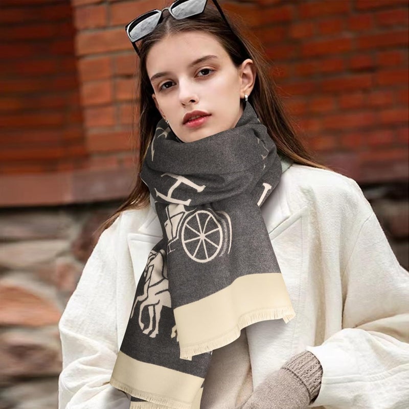 EXTREE Scarfs for Women Pashmina Silky Shawl Wrap for Evening Dressing Blanket Open Front Poncho Cape - Image 3